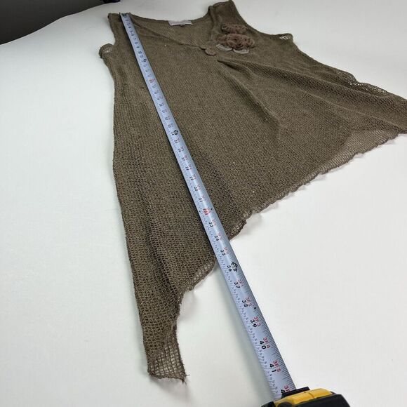 Vintage Y2K Linen Sheer Tunic Top L Asymmetrical Boho Fairy Festival Lagenlook - Picture 8 of 13